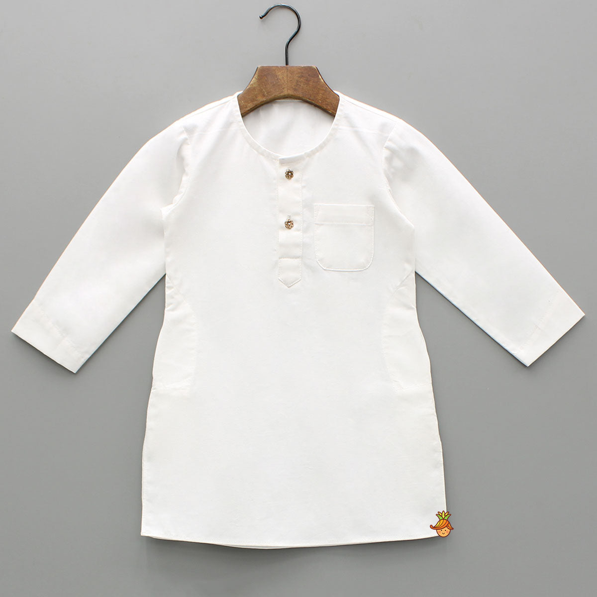 White Kurta With Embroidered Lace Work Jacket And Pant