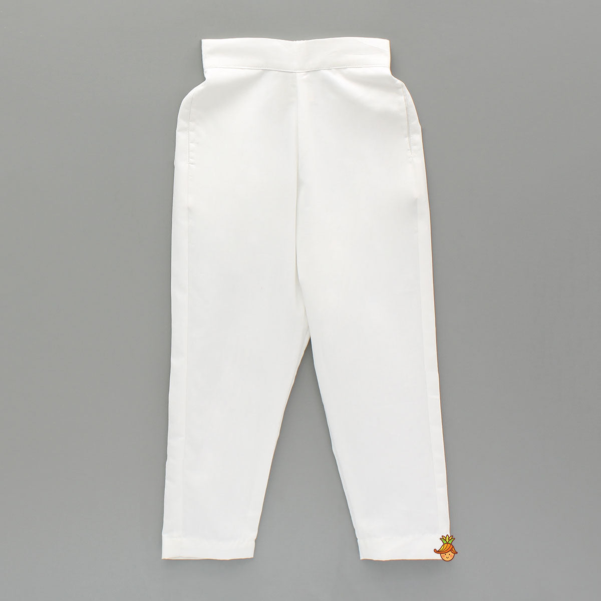 White Kurta With Embroidered Lace Work Jacket And Pant