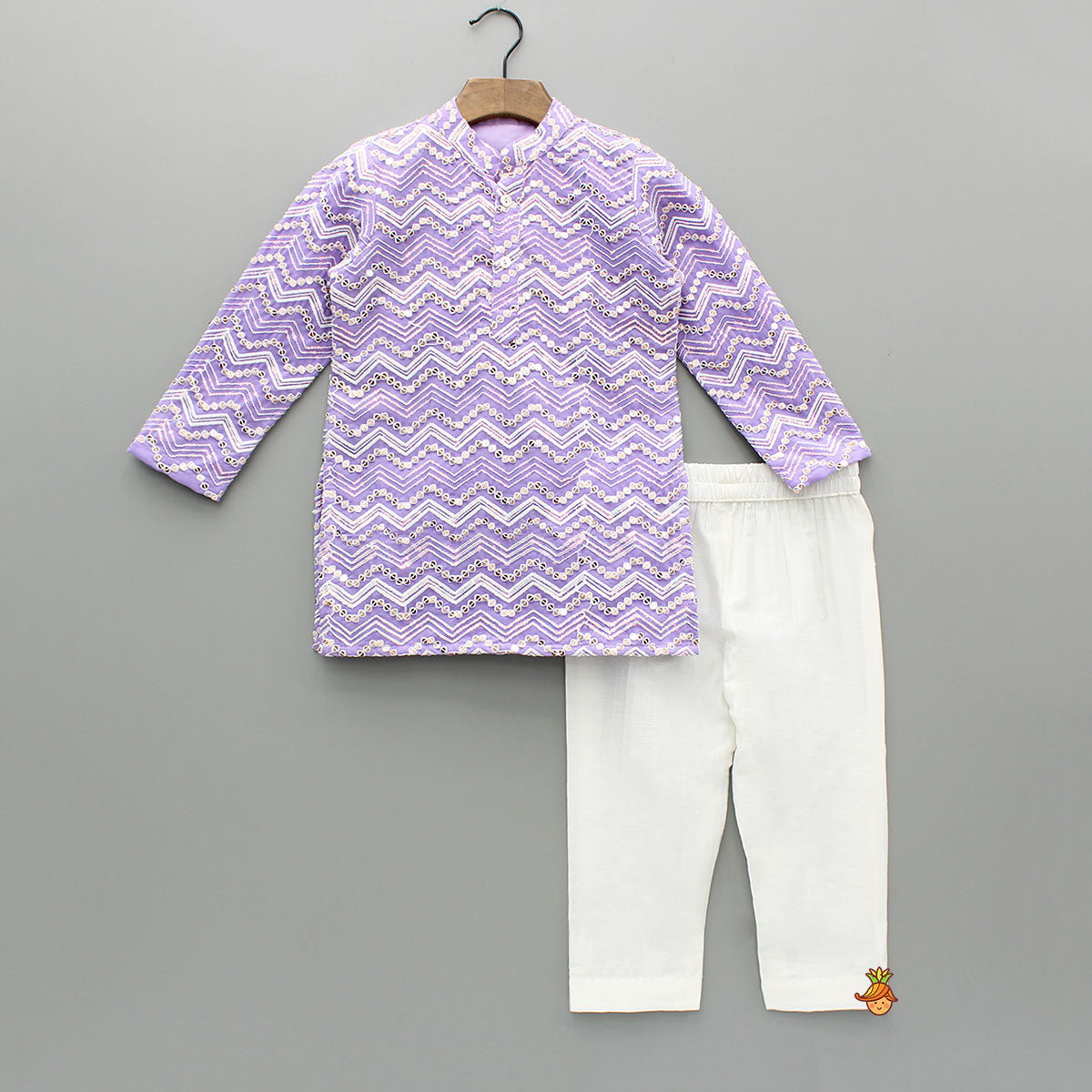Purple Embroidered Kurta And Pyjama