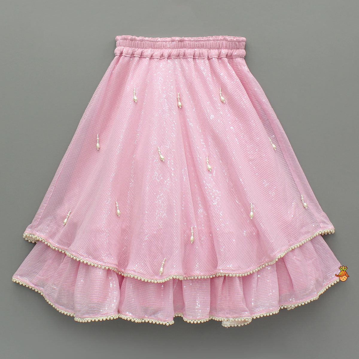 Pink Embellished Layered Lehenga