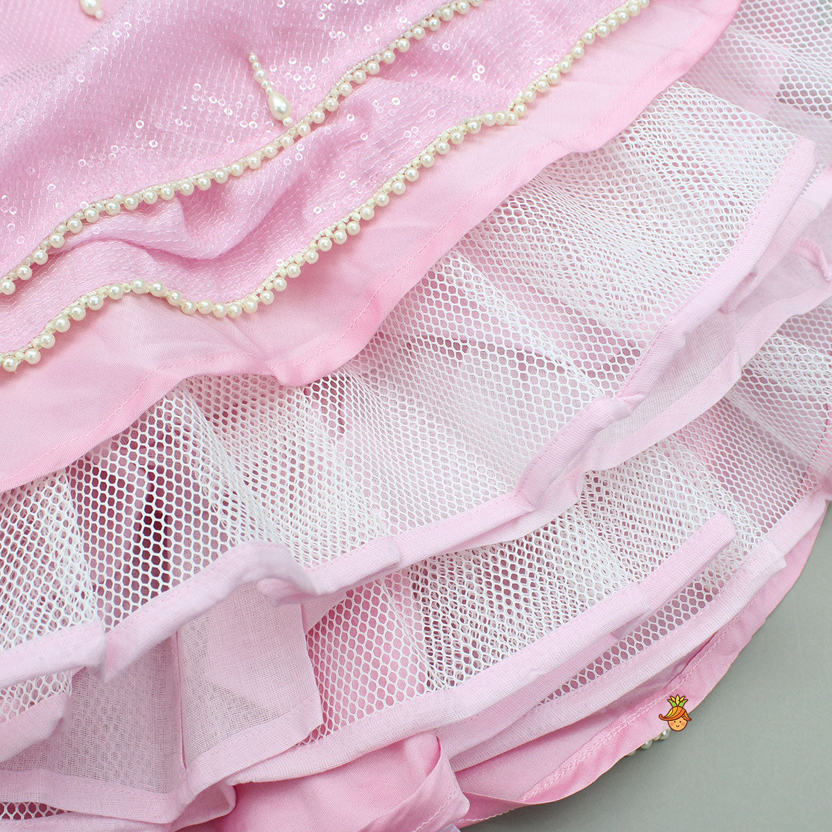 Pink Embellished Layered Lehenga