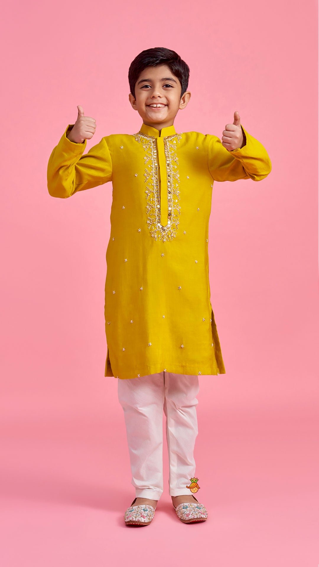 Mustard Embroidered Kurta and Churidar