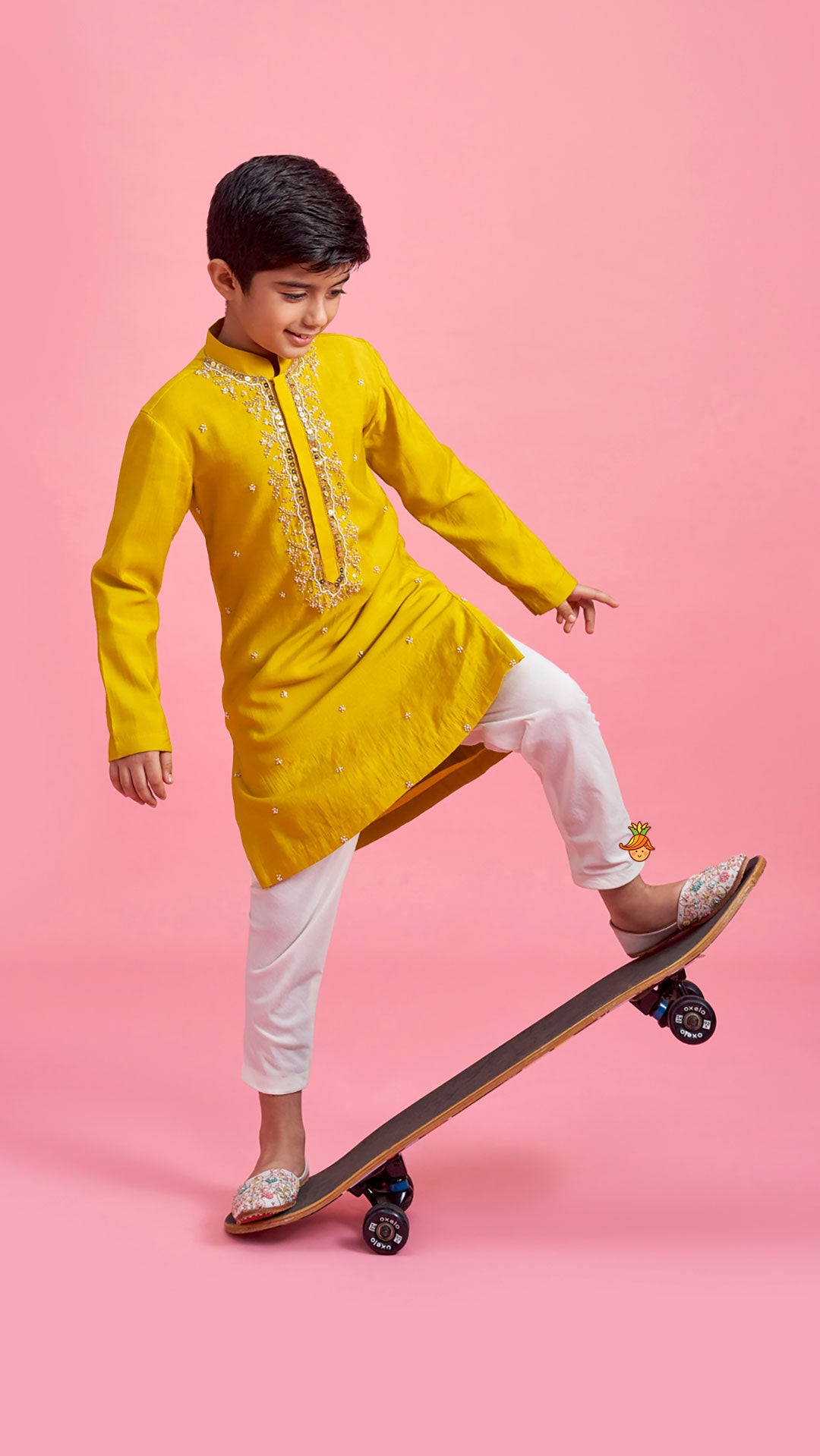 Mustard Embroidered Kurta and Churidar