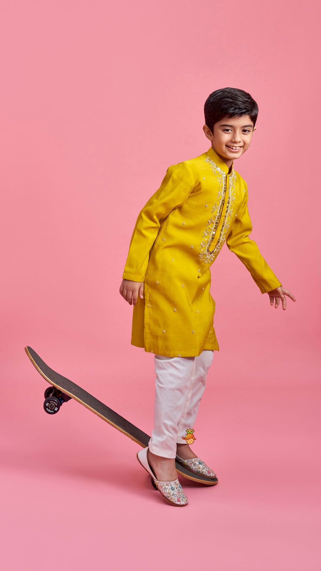 Mustard Embroidered Kurta and Churidar