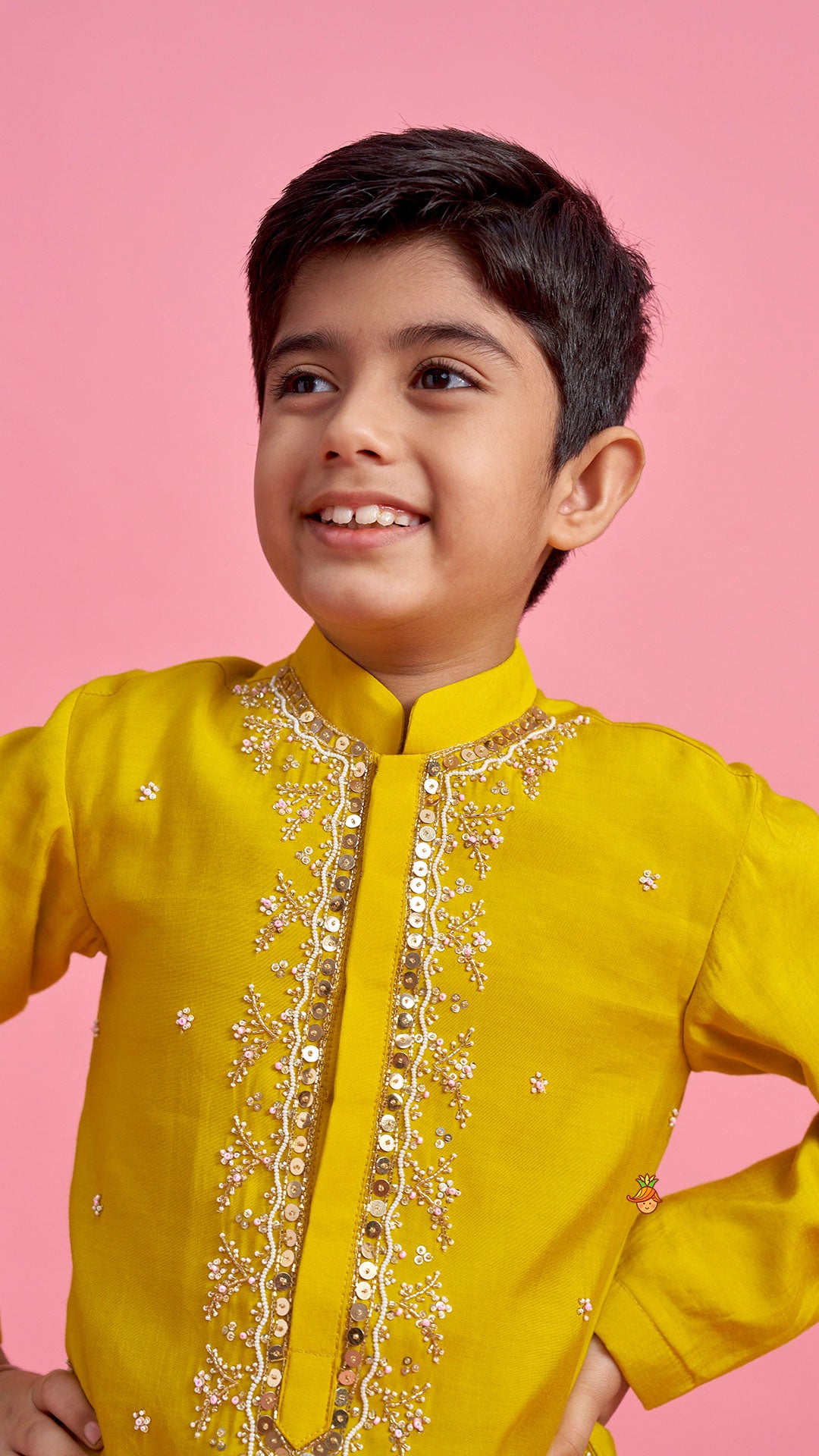 Mustard Embroidered Kurta and Churidar