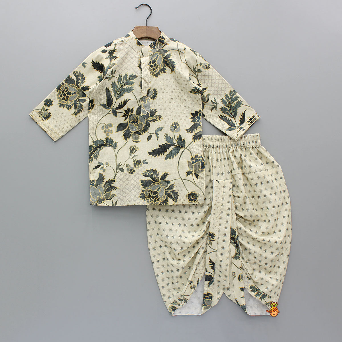 Printed Gota Lace Detailed Kurta And Dhoti