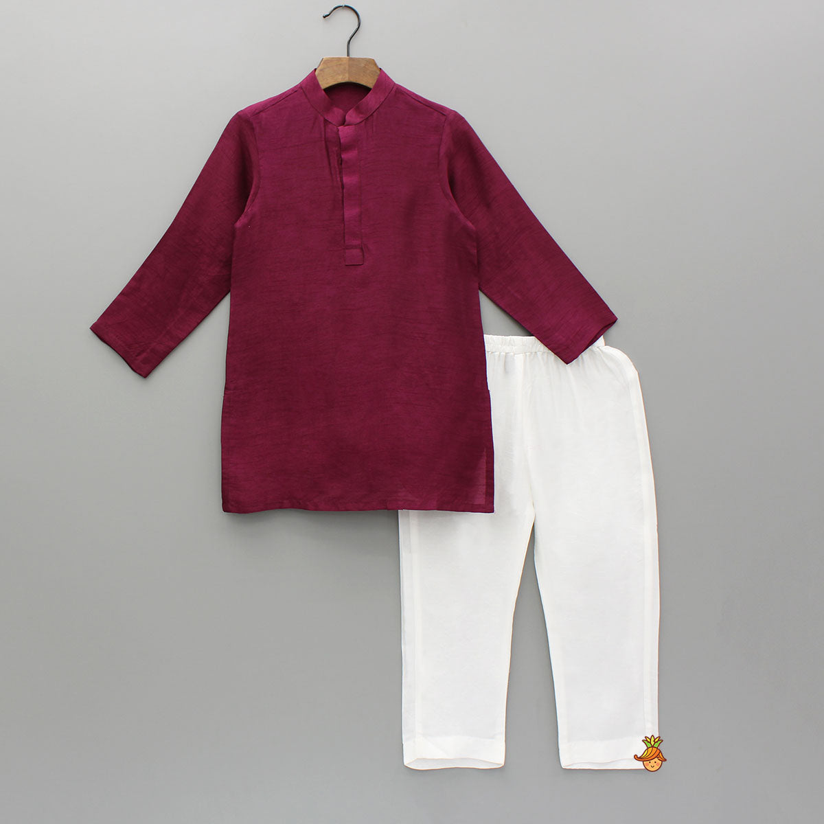 Maroon Kurta With Embroidered Jacket And Pyjama