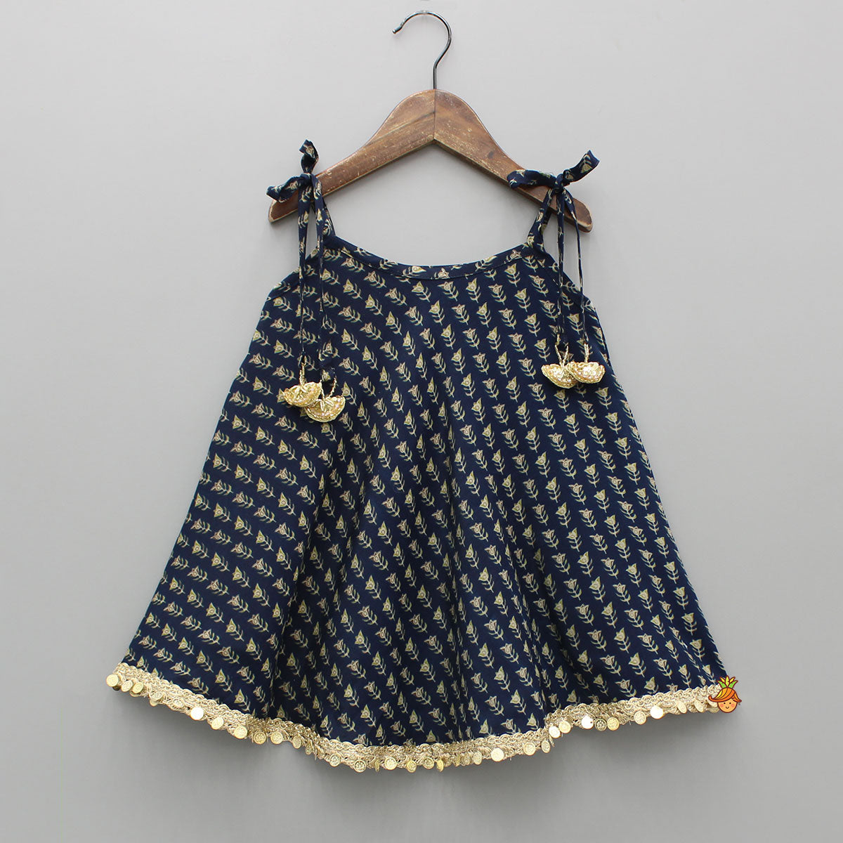 Printed Strappy Tie Up Shoulder Top With Flared Sharara