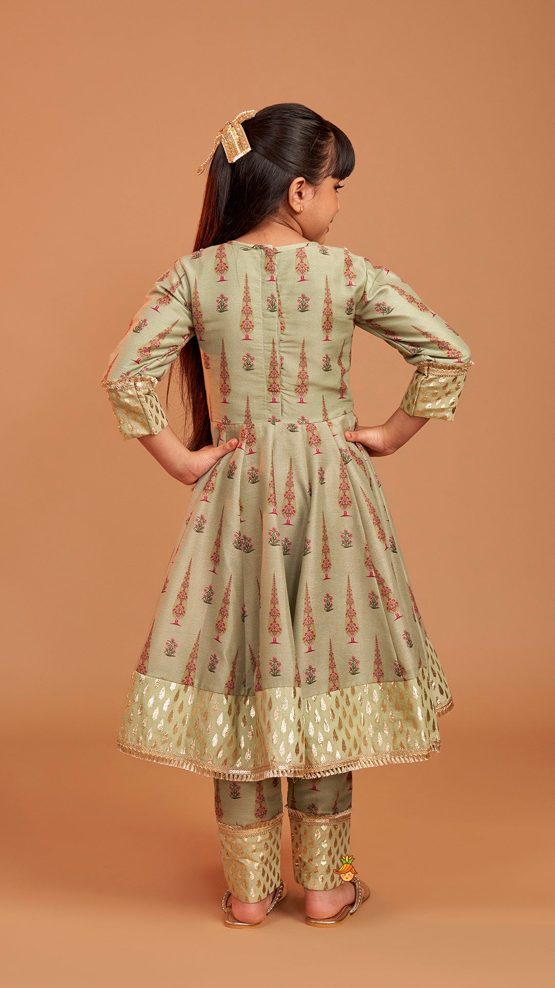 Chanderi Printed Long Kurti And Pant With Dupatta