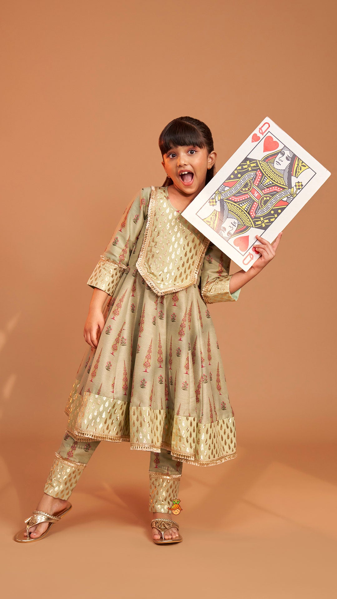 Chanderi Printed Long Kurti And Pant With Dupatta