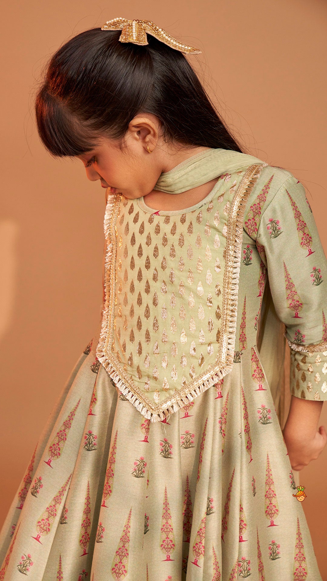 Chanderi Printed Long Kurti And Pant With Dupatta