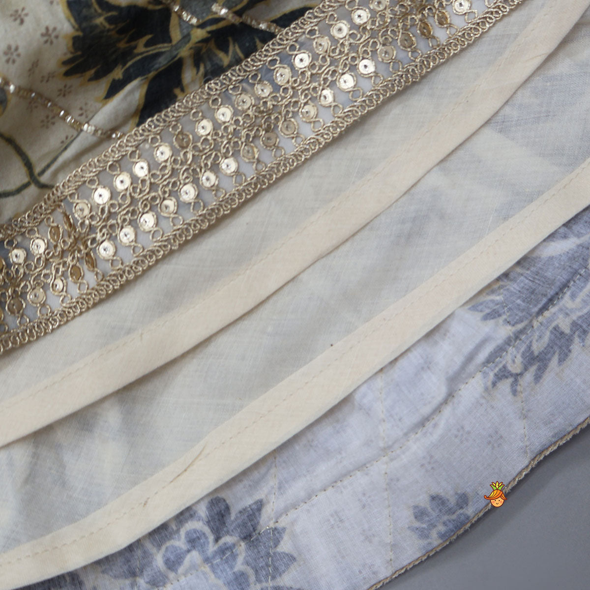 Printed Gota Lace Detailed Top And Tiered Lehenga