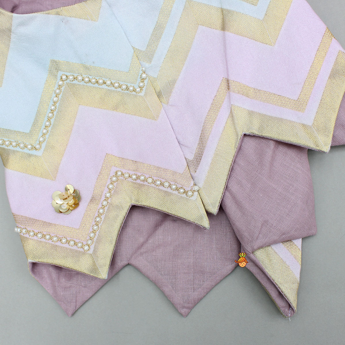 Lavender Embroidered Tie up Strap Top And Lehenga With Dupatta