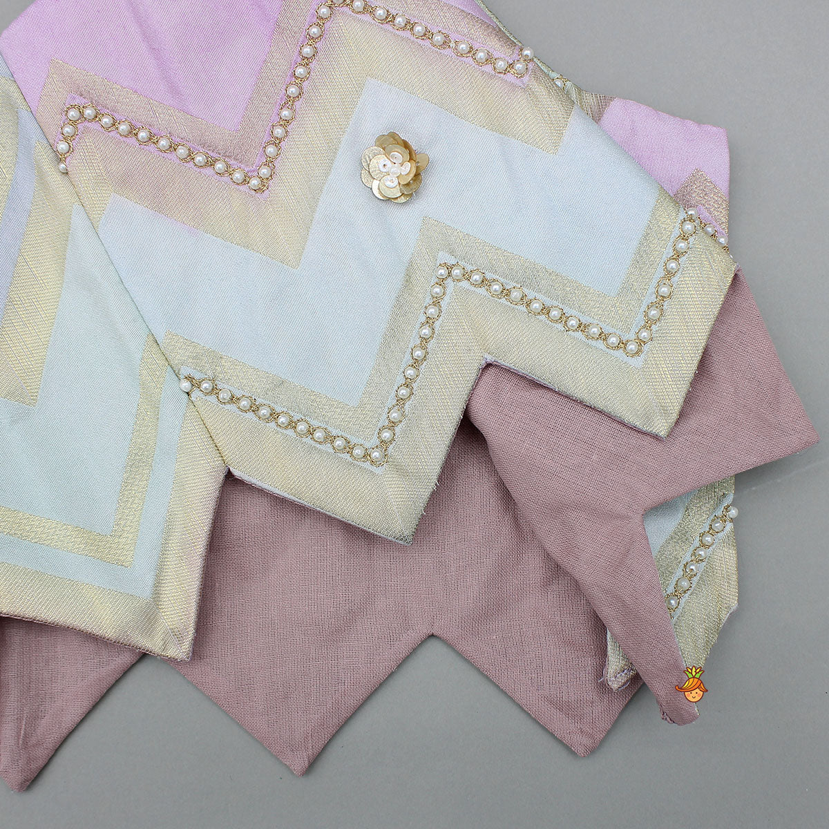 Lavender Embroidered Tie up Strap Top And Lehenga With Dupatta