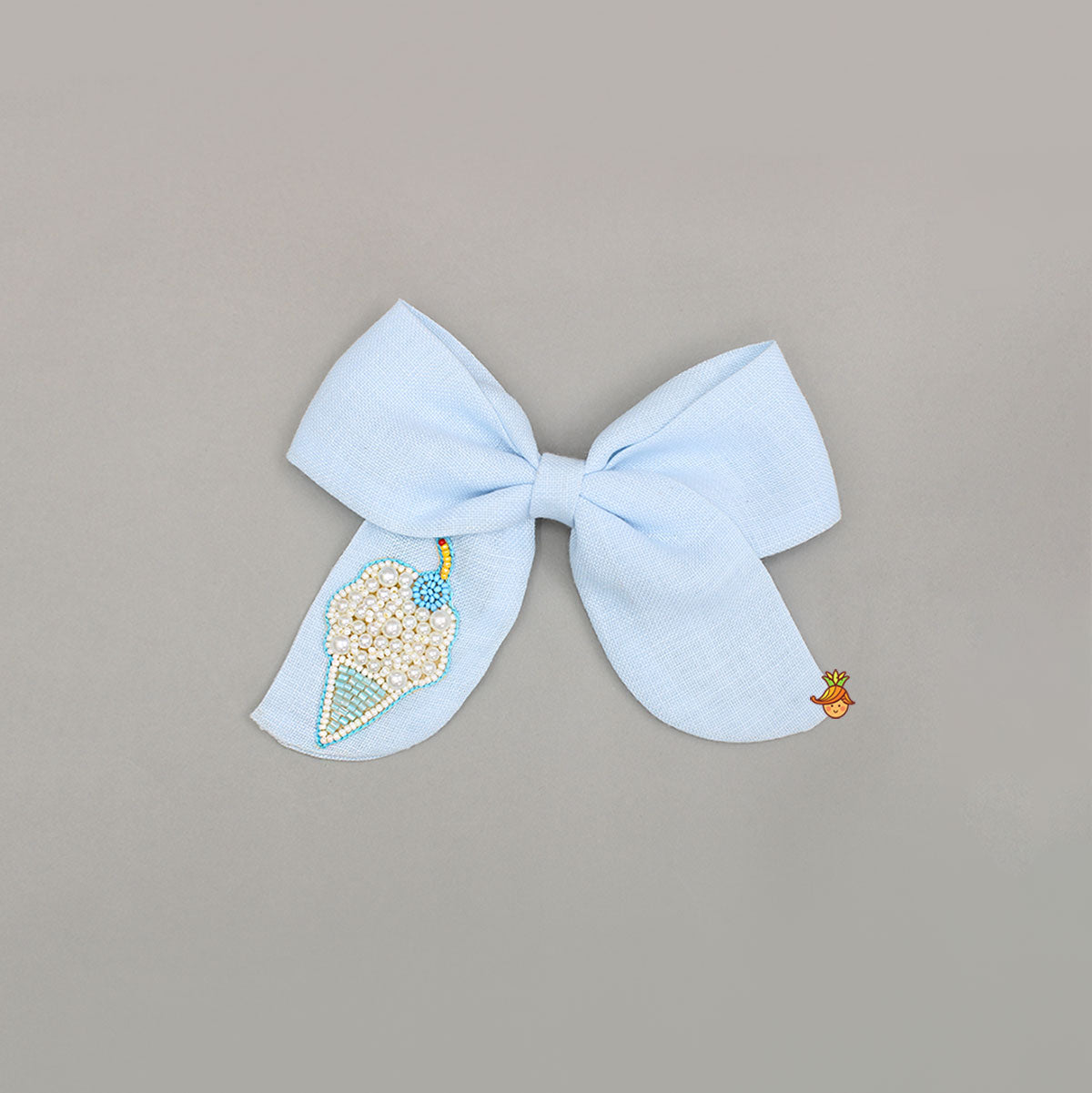 Blue Ice Cream Embroidered Bowie Hair Clip