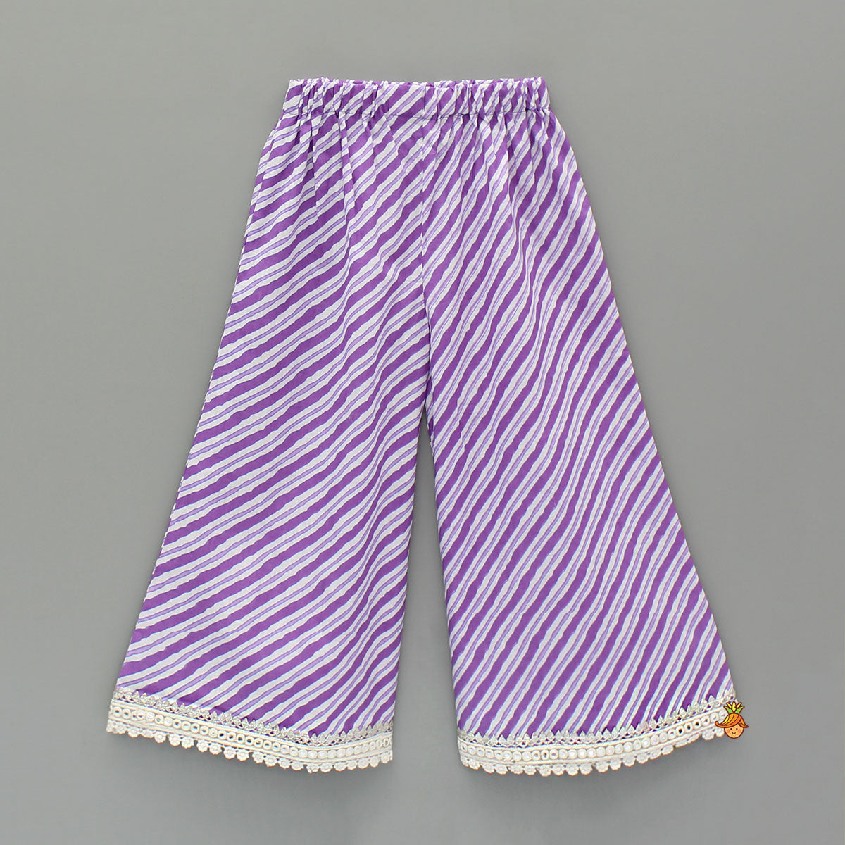 Purple Printed Kurti And Palazzo With Dupatta