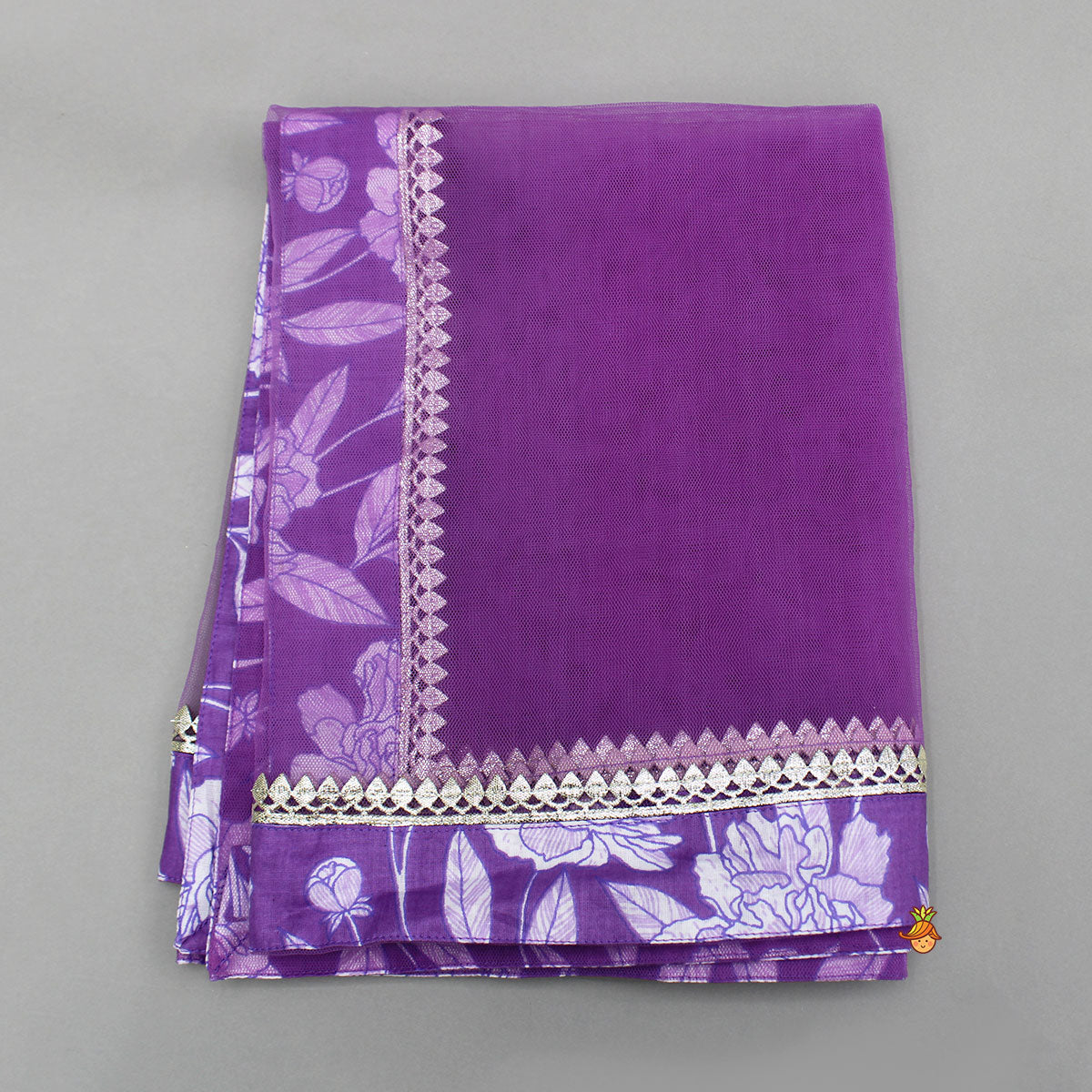 Purple Printed Kurti And Palazzo With Dupatta