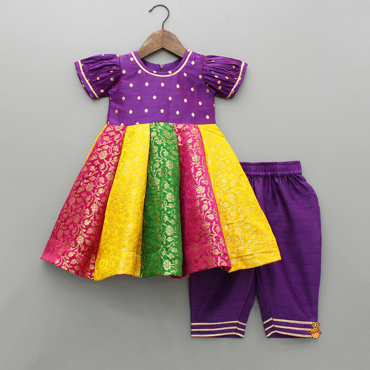 Multicolour Anarkali Kurti With Pant And Dupatta