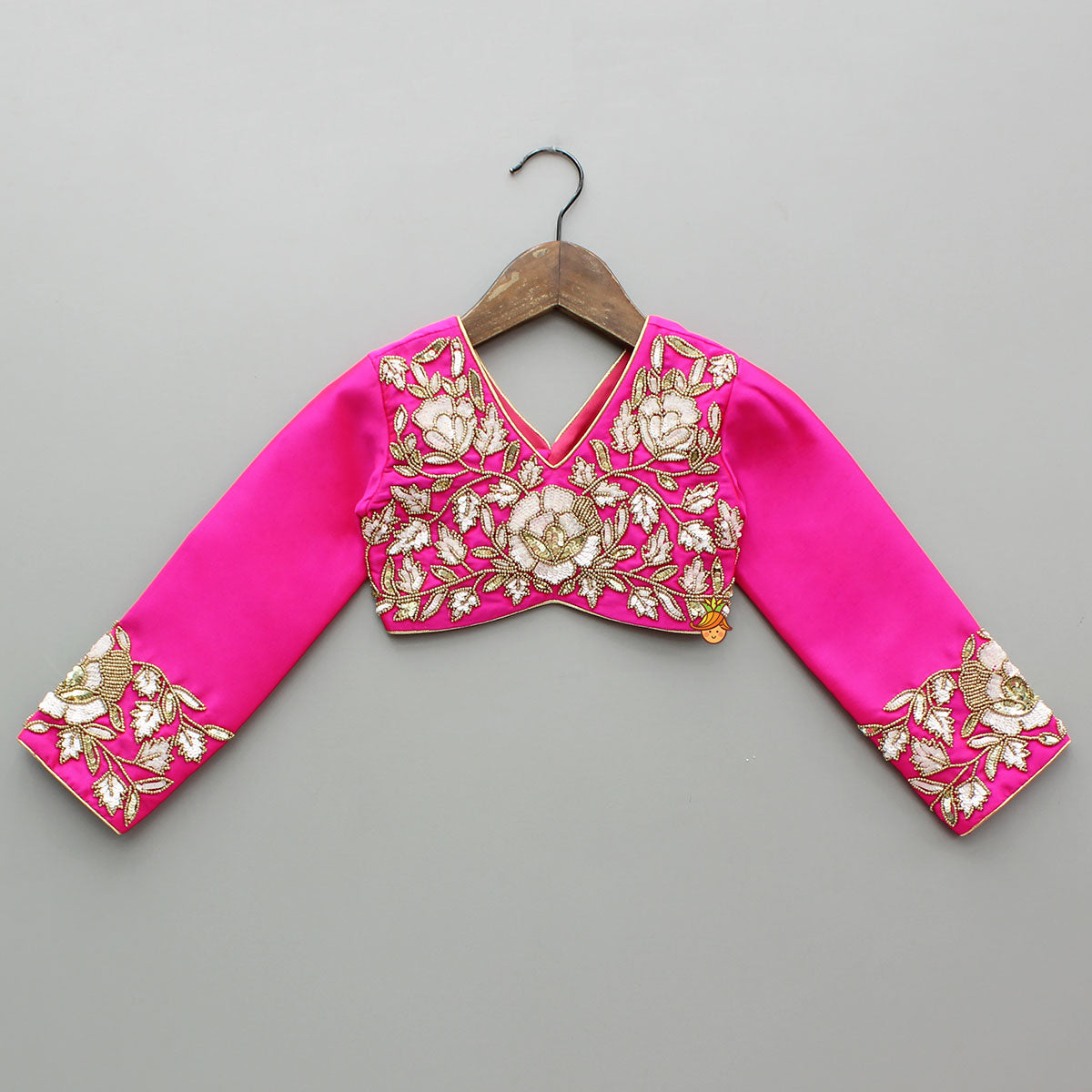 Pink Embroidered Top And Scalloped Hem Lehenga With Dupatta
