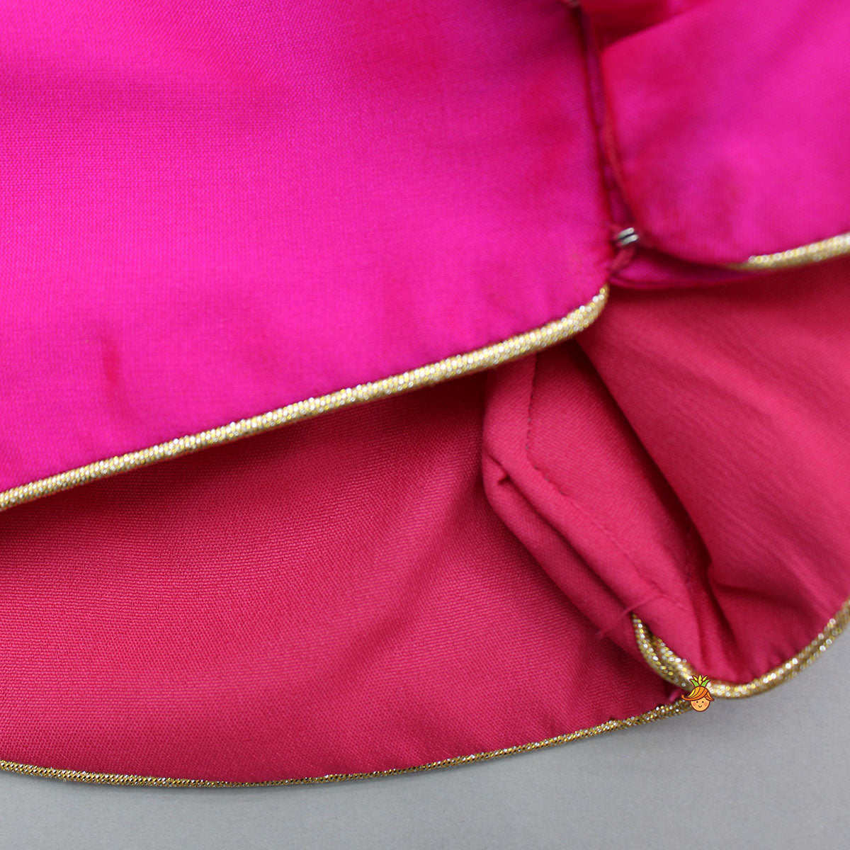 Pink Embroidered Top And Scalloped Hem Lehenga With Dupatta