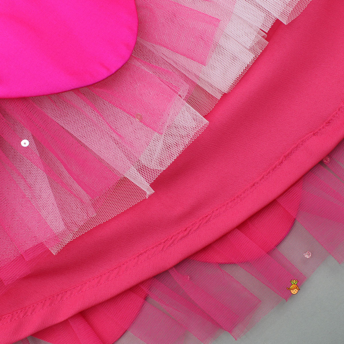 Pink Embroidered Top And Scalloped Hem Lehenga With Dupatta