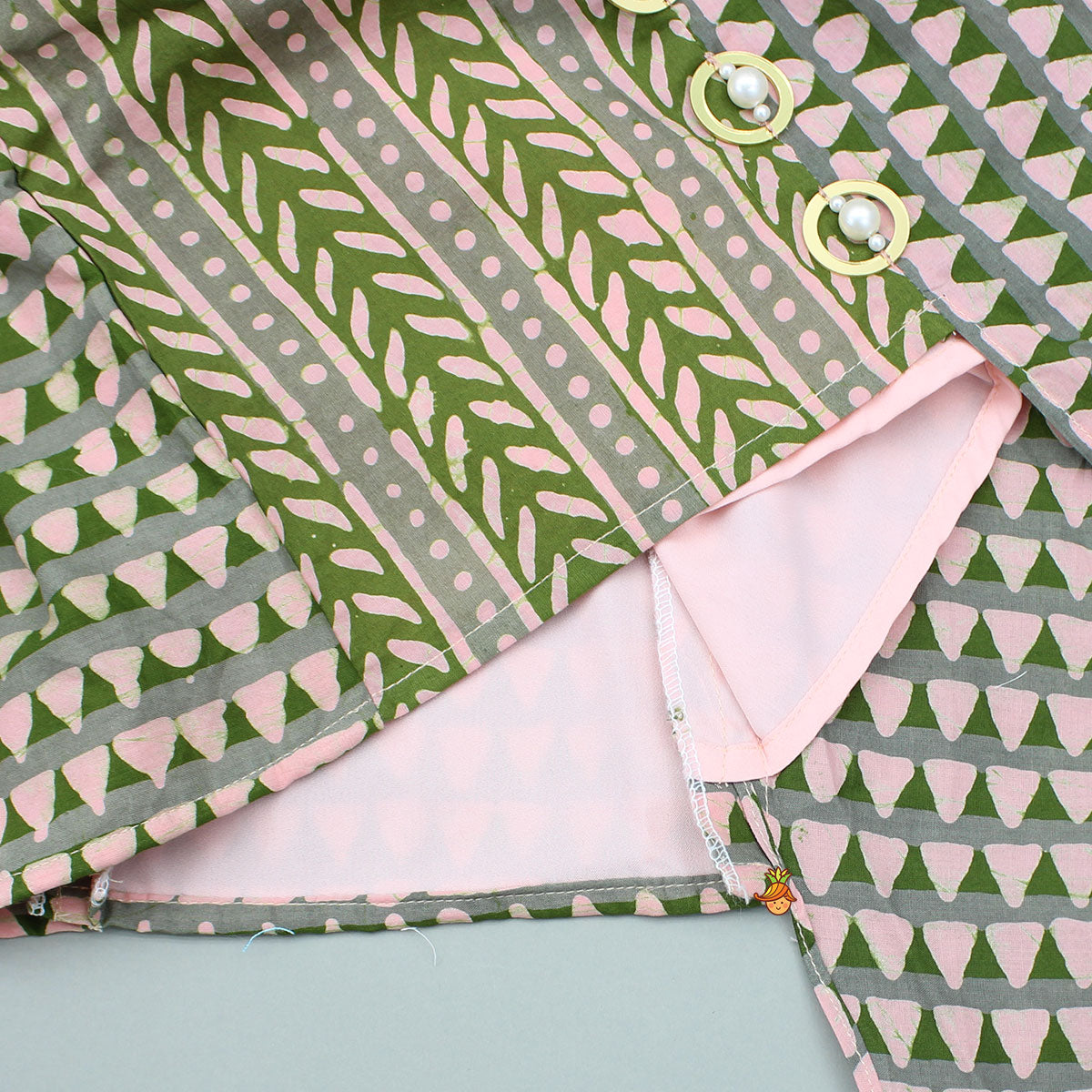 Printed Drape Top And Green Palazzo
