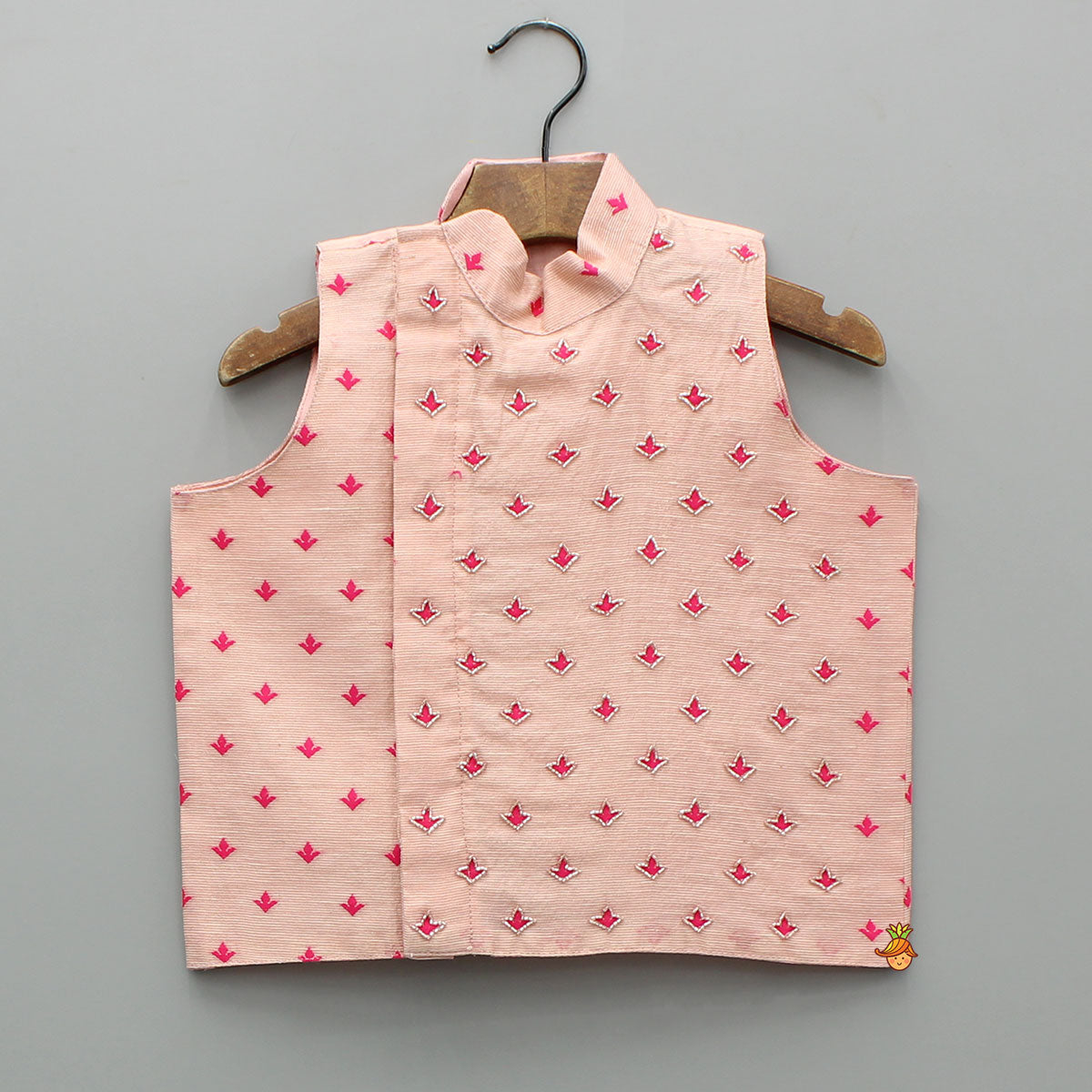 Pink Chanderi Kurta With Stylish Embroidered Jacket And Pyjama