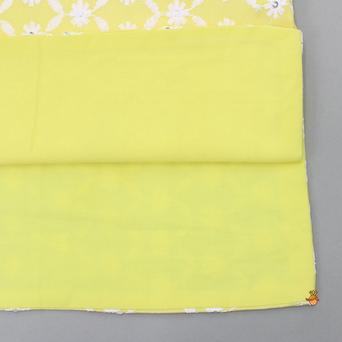 Ethnic Sequins And Thread Embroidered Yellow Kurta With Pyjama