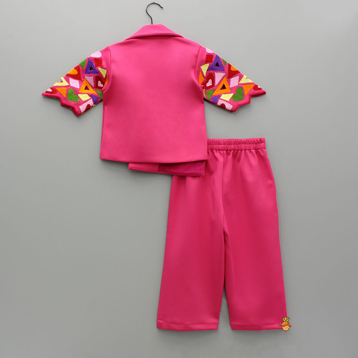 Pink Embroidered Blazer Jacket Style Top And Pant