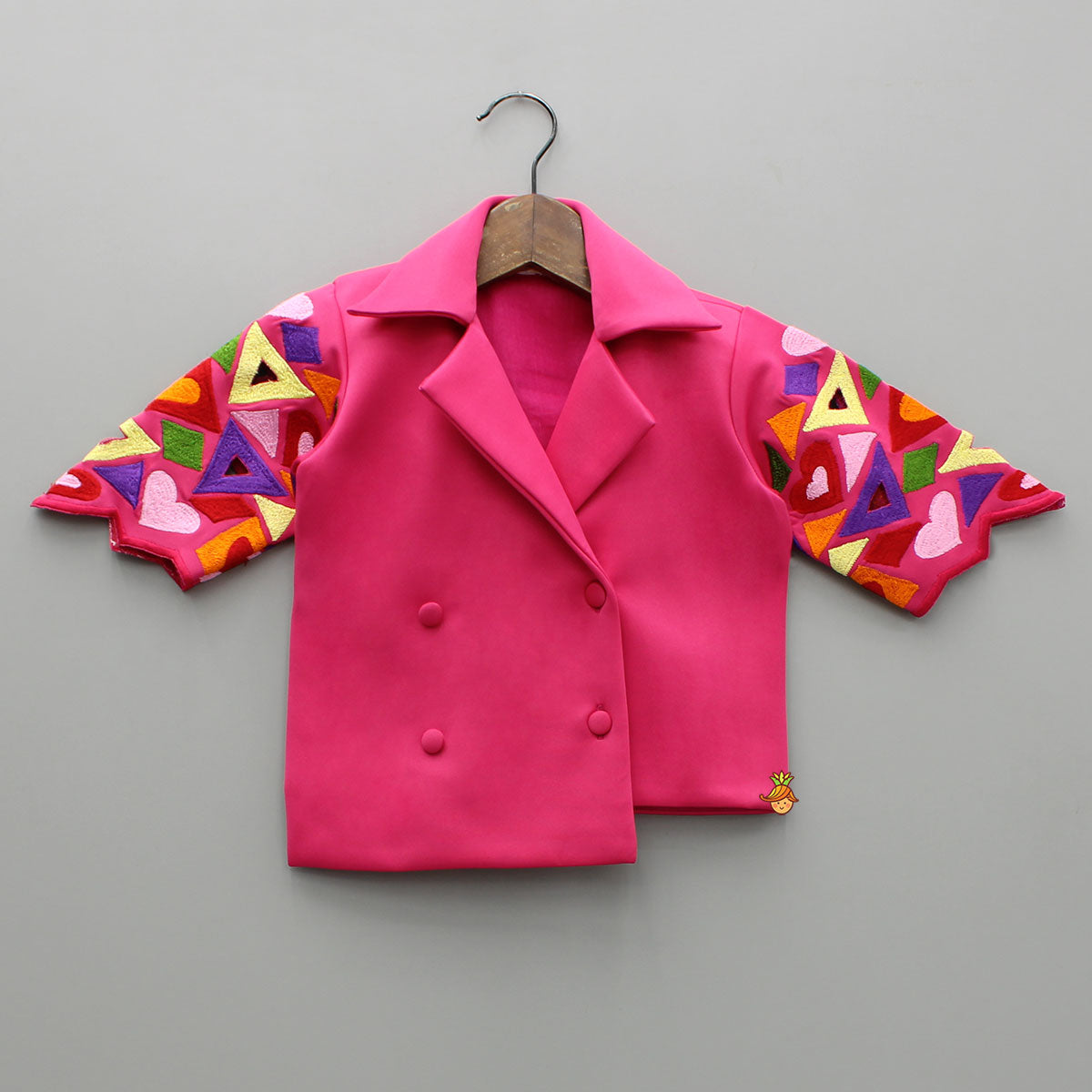 Pink Embroidered Blazer Jacket Style Top And Pant