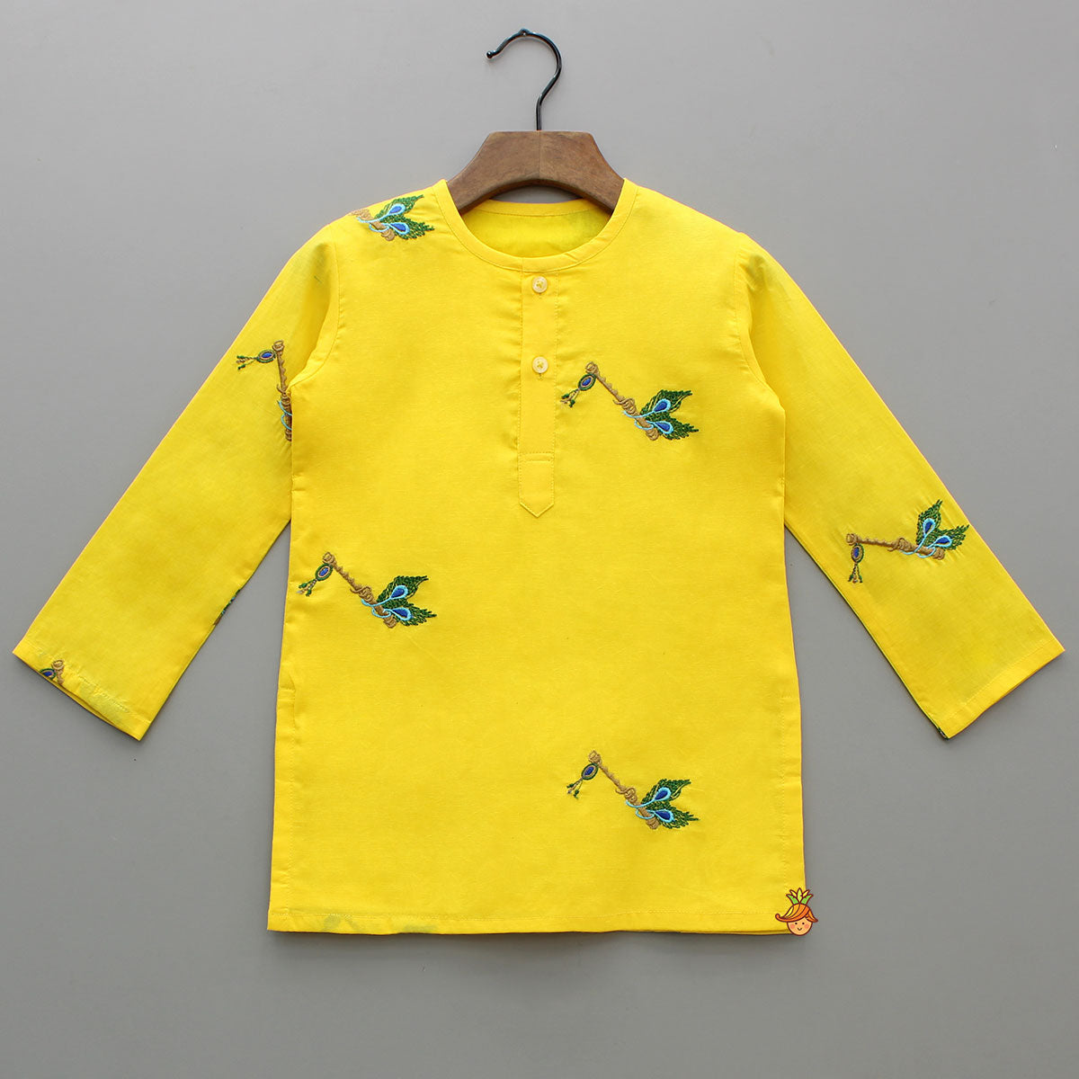 Yellow Embroidered Kurta And Dhoti Style Pant With Head Band