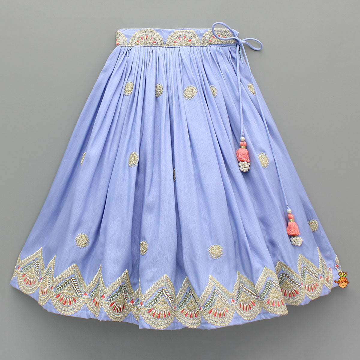 Lavender Embroidered Brocade Top And Lehenga With Dupatta