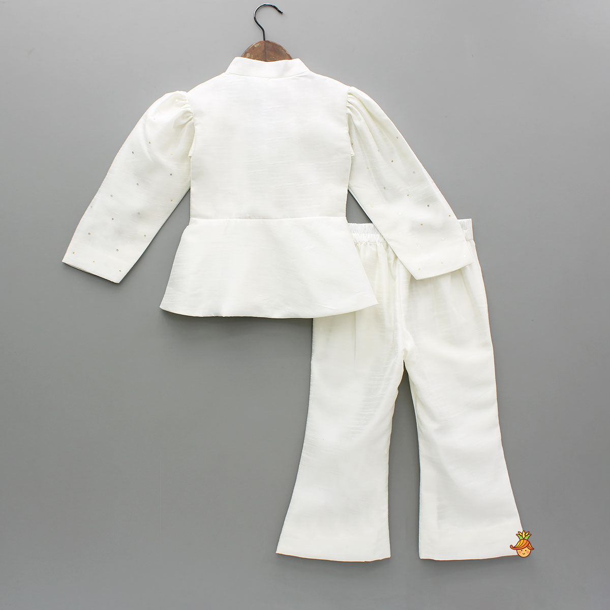 Off White Embroidered Stylish Top And Pant