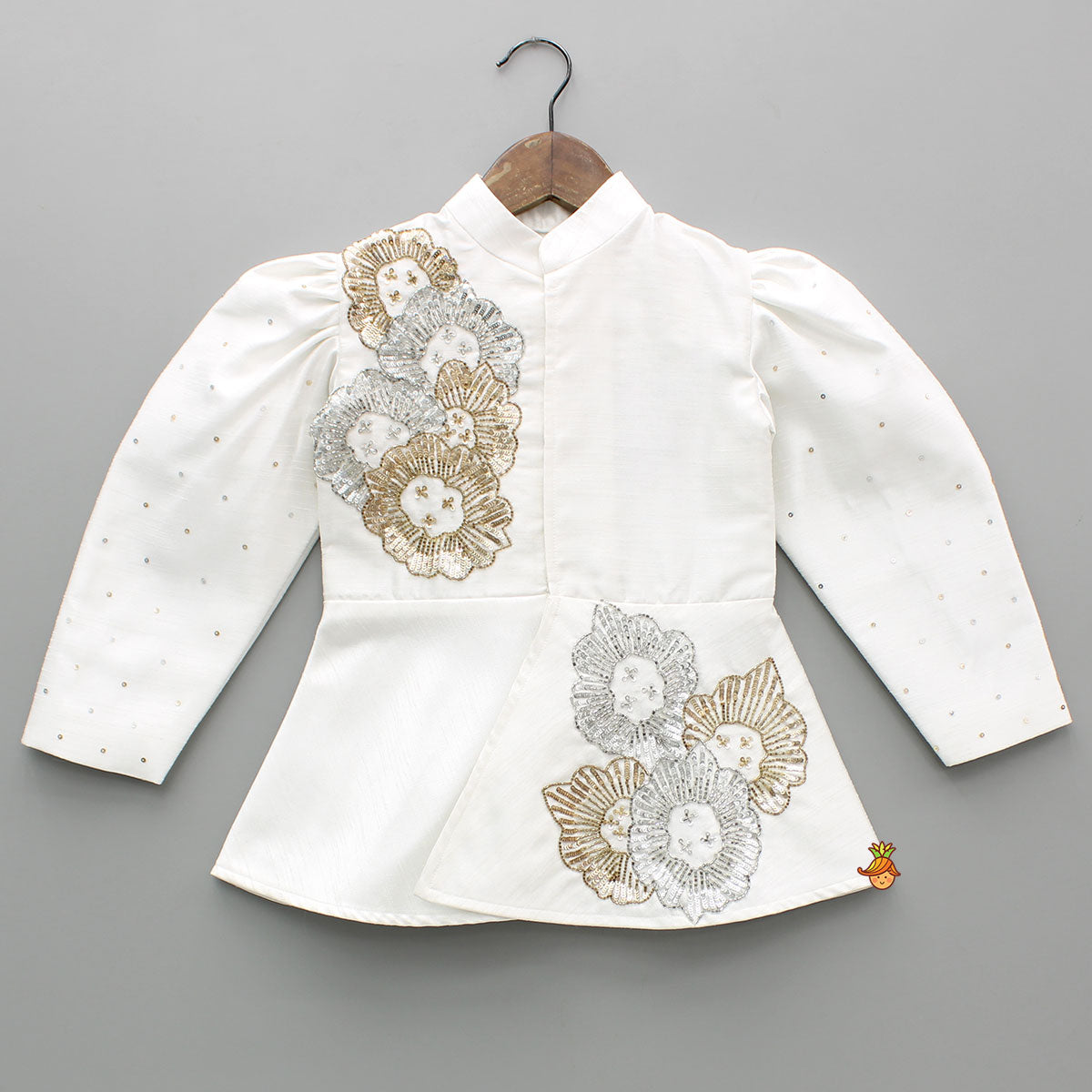 Off White Embroidered Stylish Top And Pant