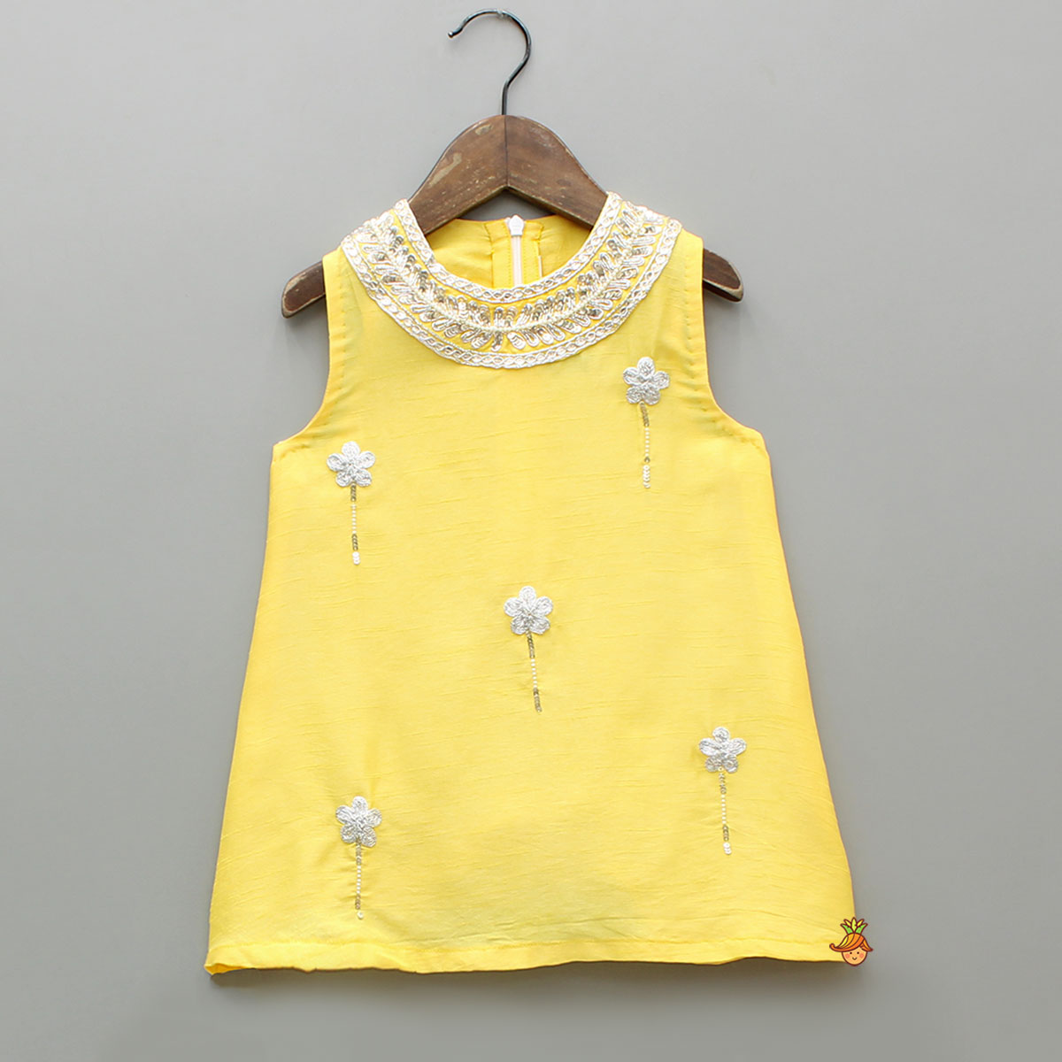 Yellow Embroidered Kurti And Flared Palazzo