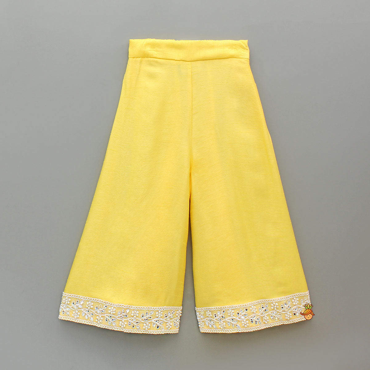 Yellow Embroidered Kurti And Flared Palazzo