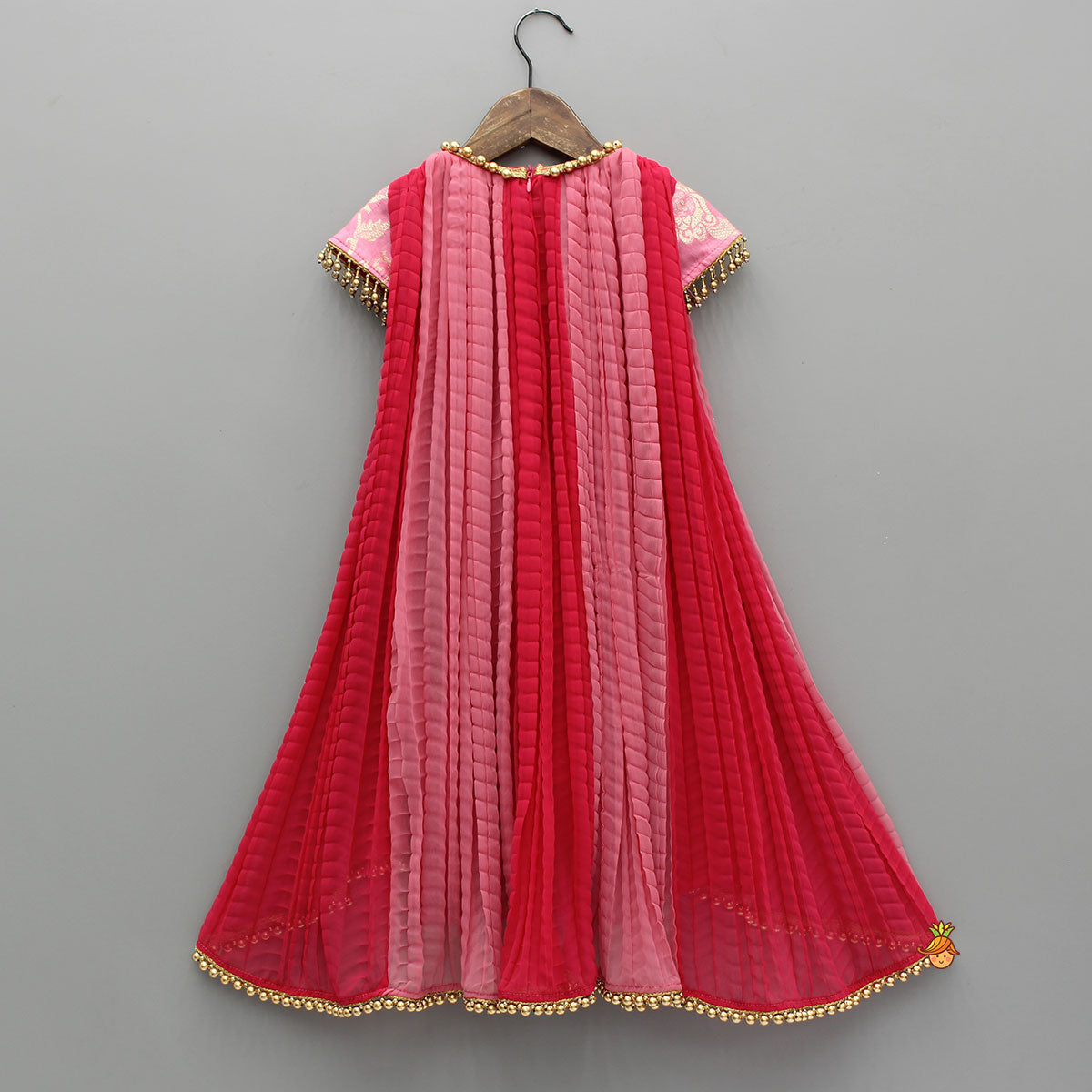 Dual Tone Embroidered Cap Sleeves High Low Kurti