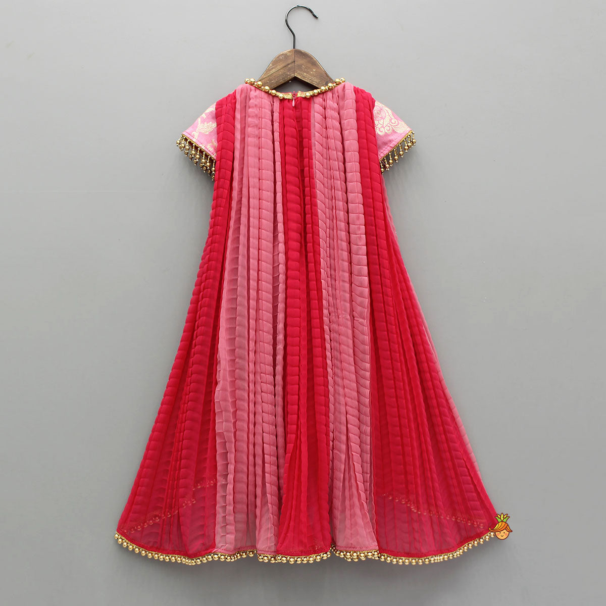 Dual Tone Embroidered Cap Sleeves High Low Kurti