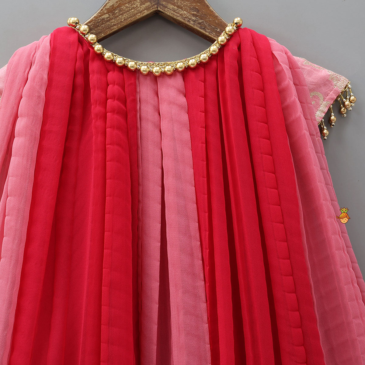 Dual Tone Embroidered Cap Sleeves High Low Kurti