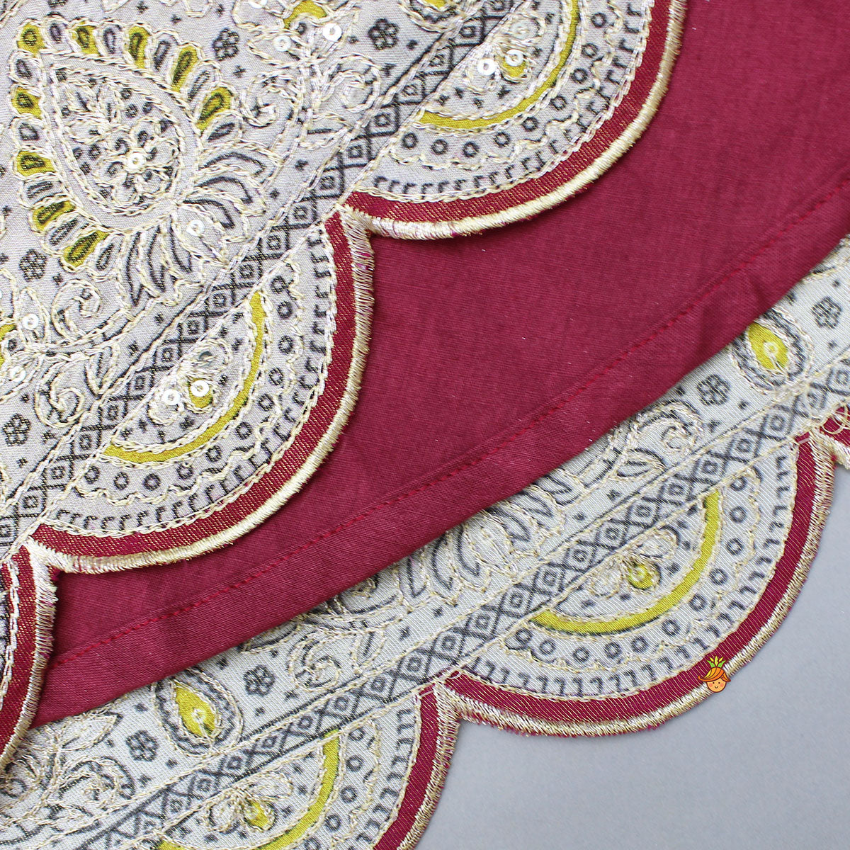 Maroon Embroidered Top And Lehenga With Dupatta