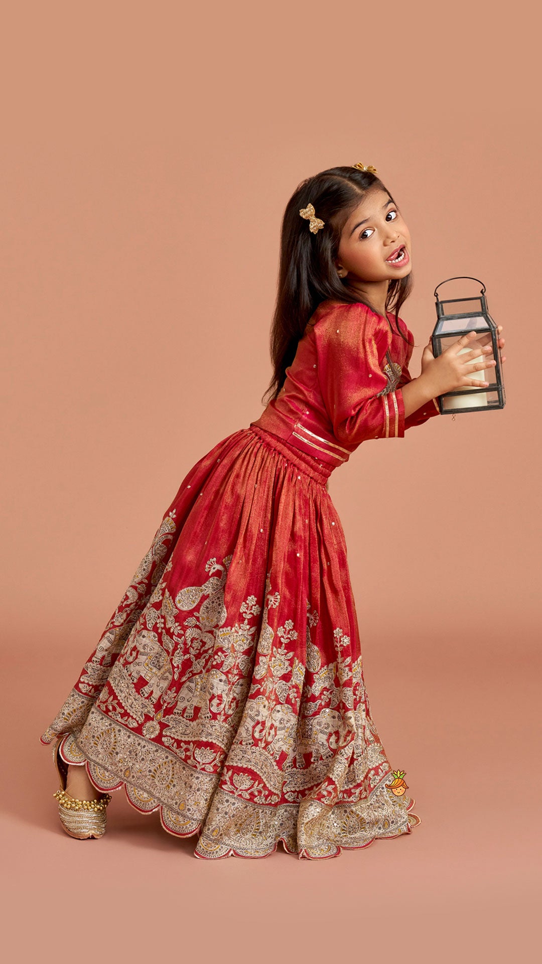 Maroon Embroidered Top And Lehenga With Dupatta