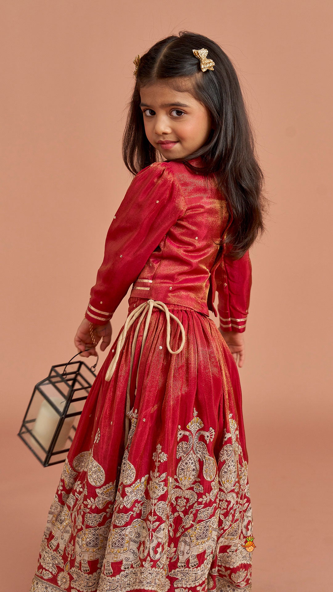 Maroon Embroidered Top And Lehenga With Dupatta