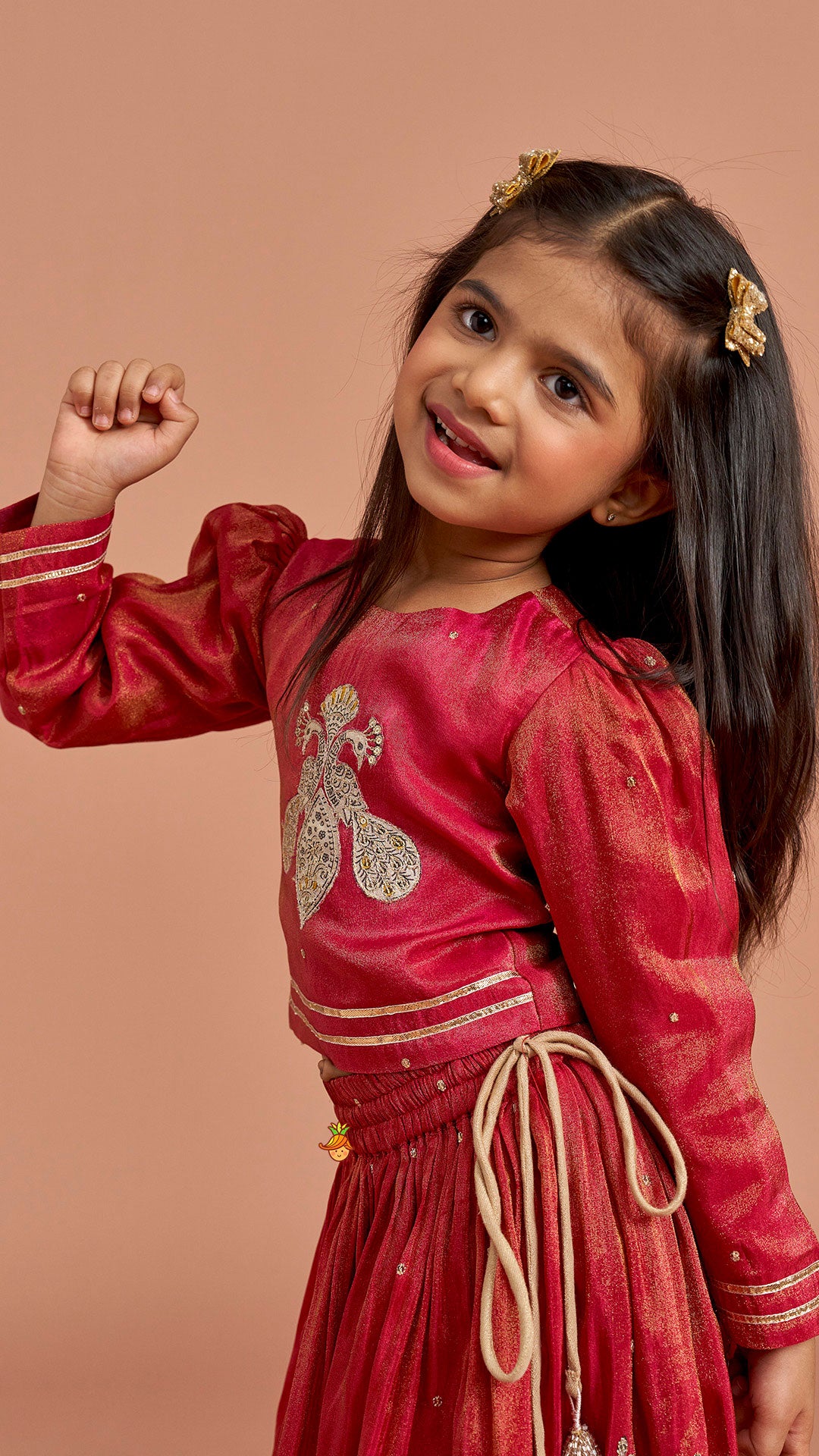 Maroon Embroidered Top And Lehenga With Dupatta