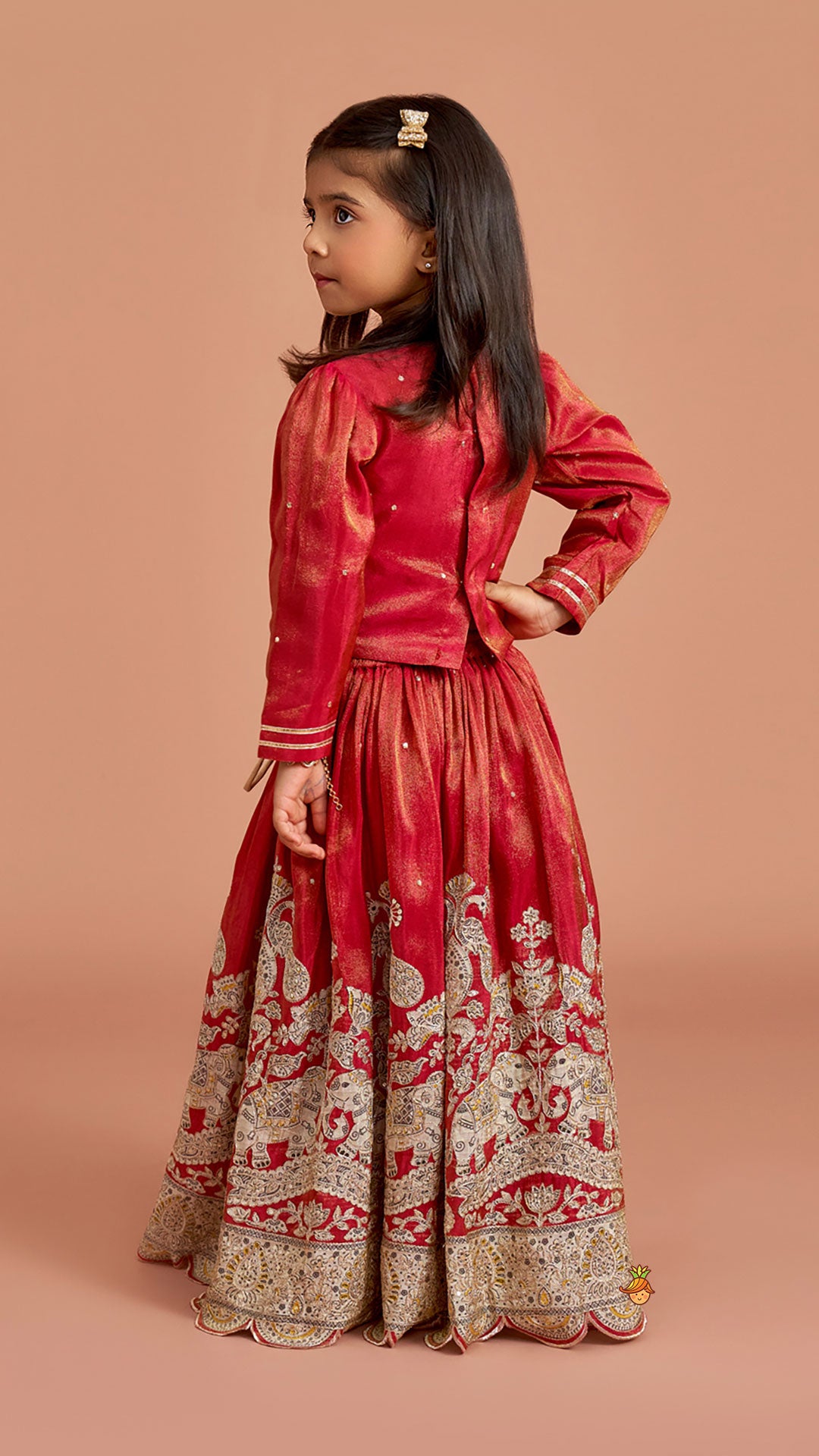 Maroon Embroidered Top And Lehenga With Dupatta
