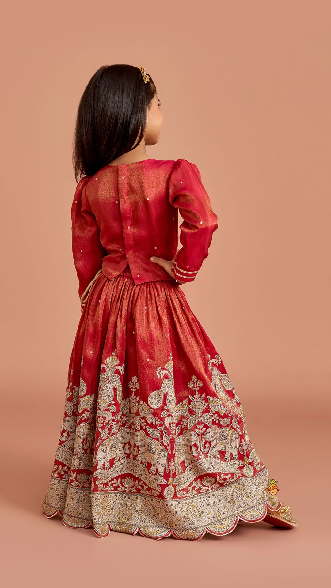 Maroon Embroidered Top And Lehenga With Dupatta