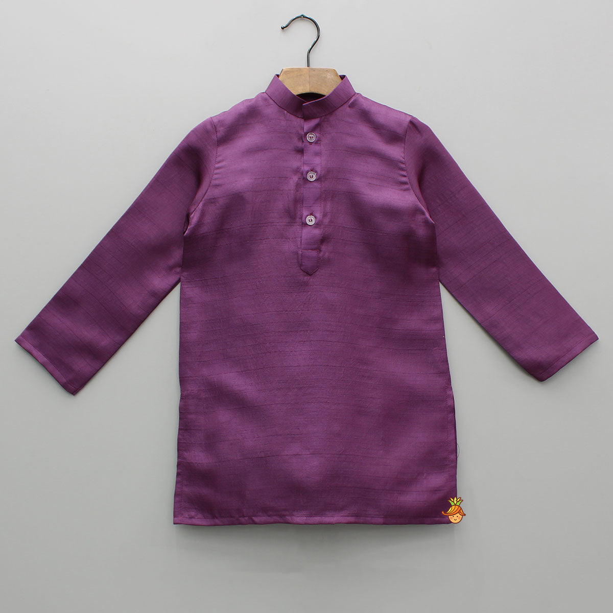 Purple Kurta With Embroidered Jacket And Pyjama