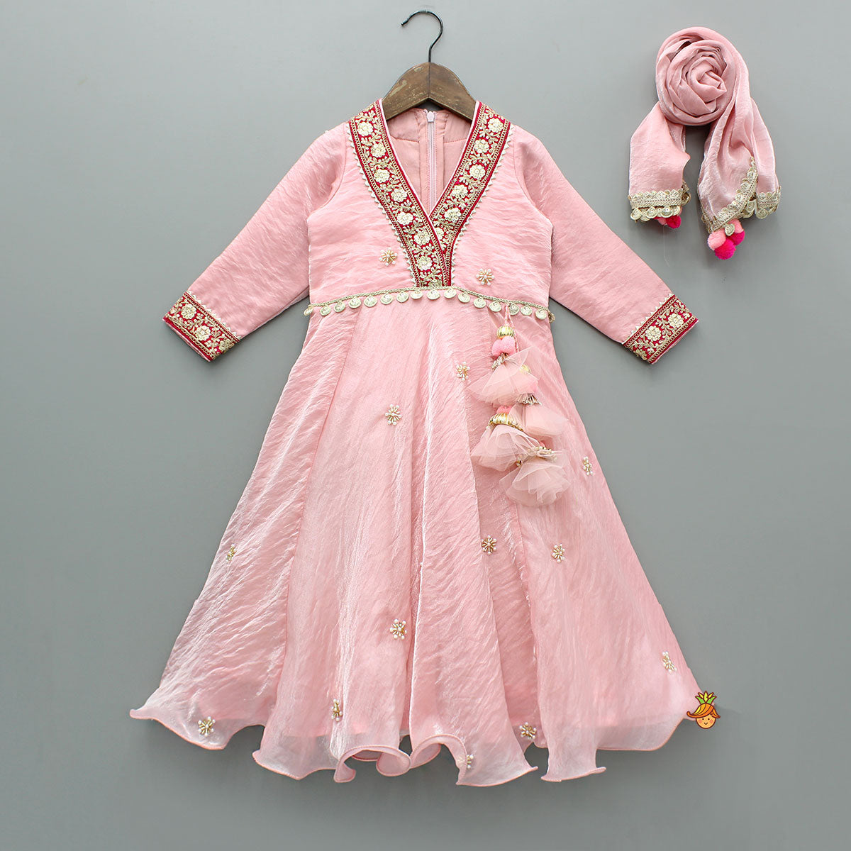 Pink Embroidered Anarkali With Dupatta