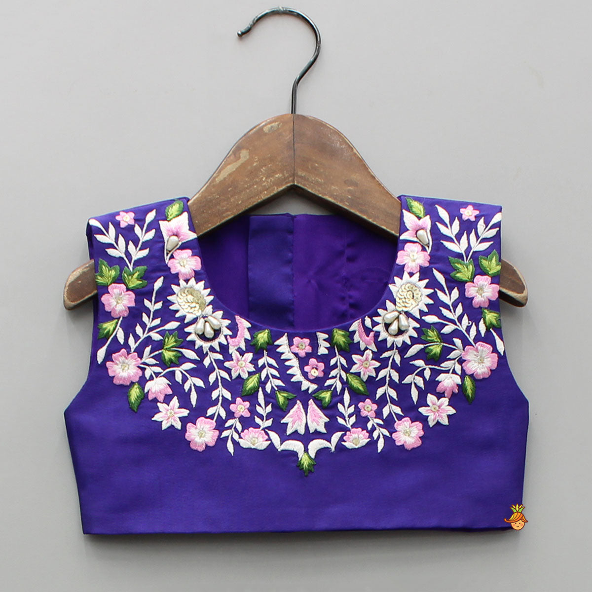 Purple Embroidered Top And Lehenga With Long Embellished Cape