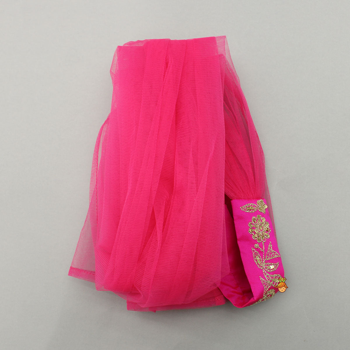 Pink Embroidered Kurti With Attached Jacket And Tulip Pant