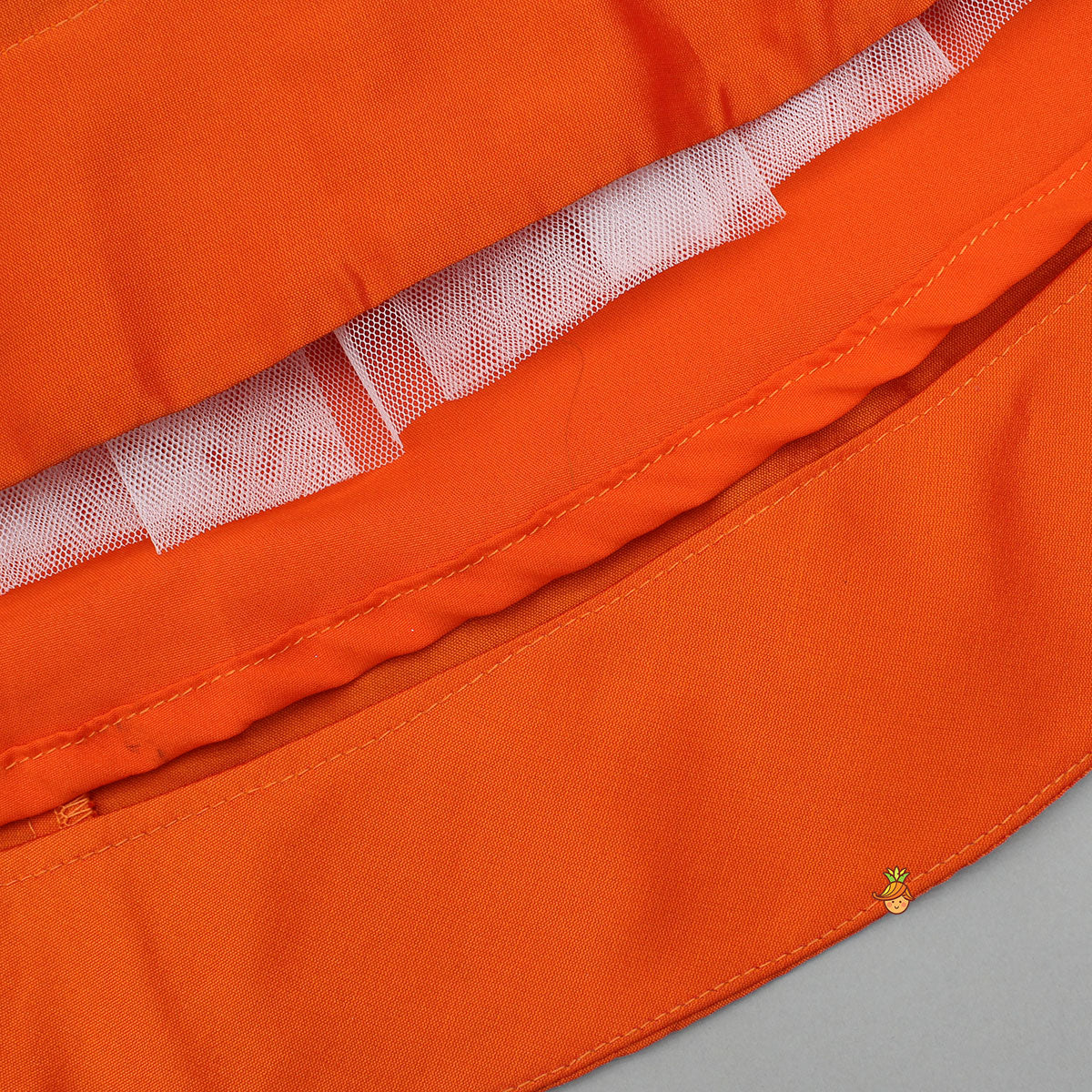 Orange Embroidered Top And Lehenga With Attached Dupatta